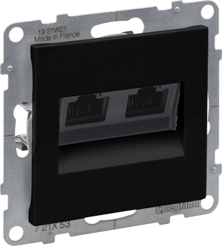 Legrand SUNO Gniazdo komputerowe podwójne RJ45 kat 6 UTP czarny 721453
