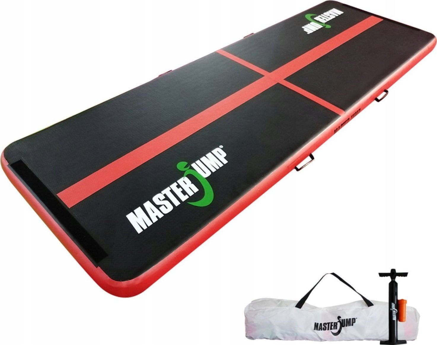 Master Dmuchany materac gimnastyczny MAS-B860-Black-Red 300 cm x 100 cm x 10 cm czarny