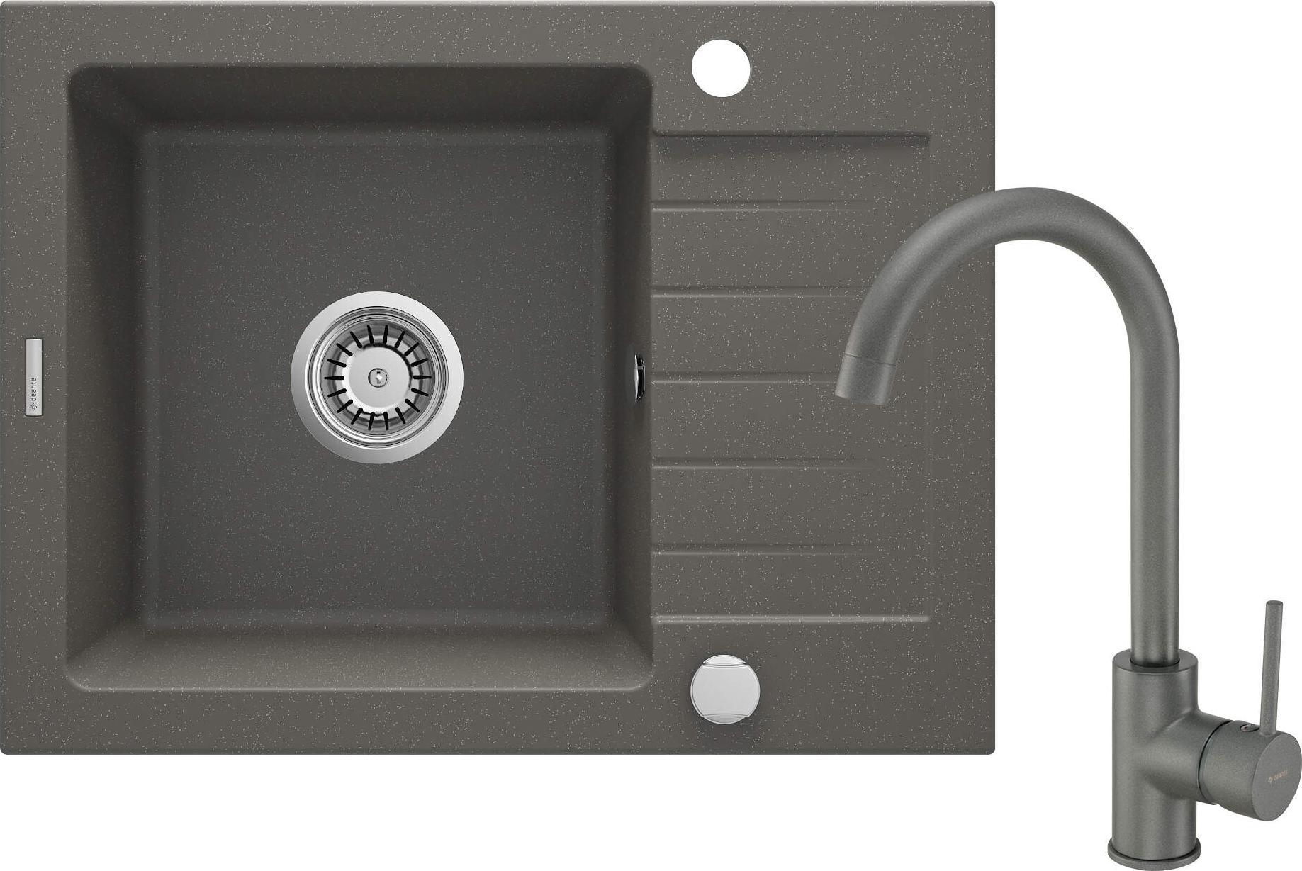 Zlewozmywak Deante Zorba granitowy z baterią 1-komorowy z ociekaczem