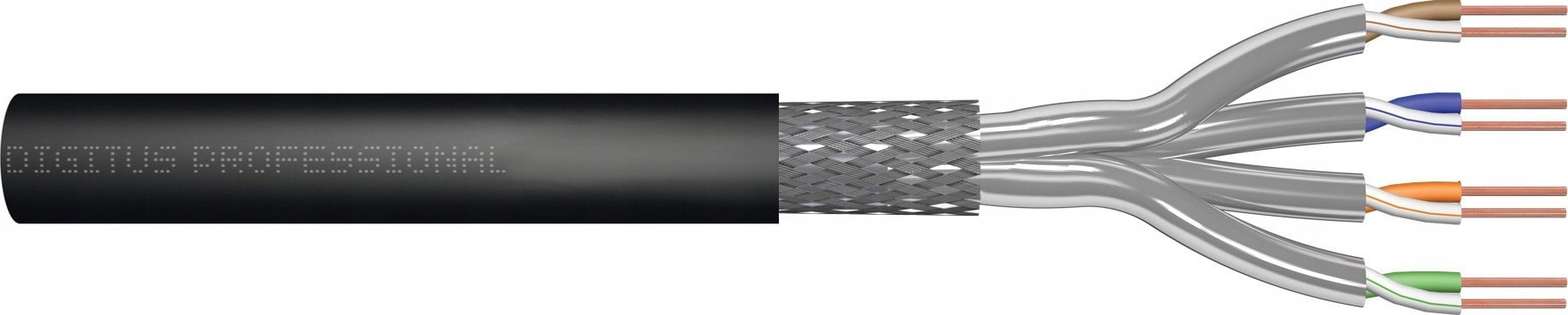 Digitus Kabel instalacyjny zewnętrzny suchy DIGITUS kat.7, S/FTP, Fca, AWG 23/1, PE, 100m, czarny