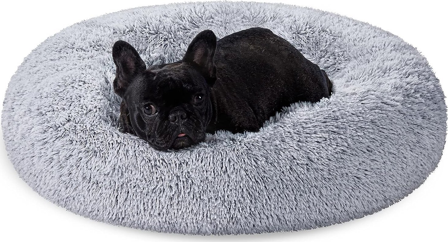 Sofa dla psa, legowisko dla kota, powierzchnia z miękkiego aksamitu PV, 60 cm, szary