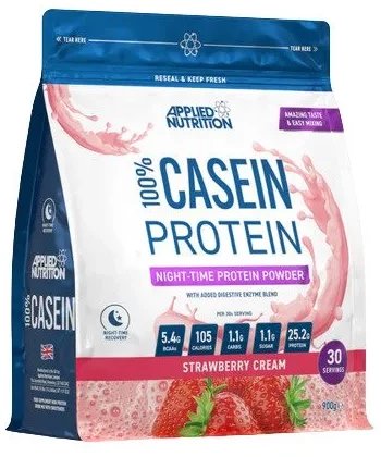 Applied Nutrition - Białko Kazeinowe 100% Casein Protein, Krem Truskawkowy, Proszek 900g