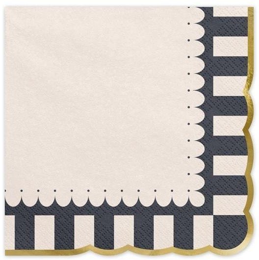 Party Deco Serwetki ze złotym brzegiem 33x33cm 12szt