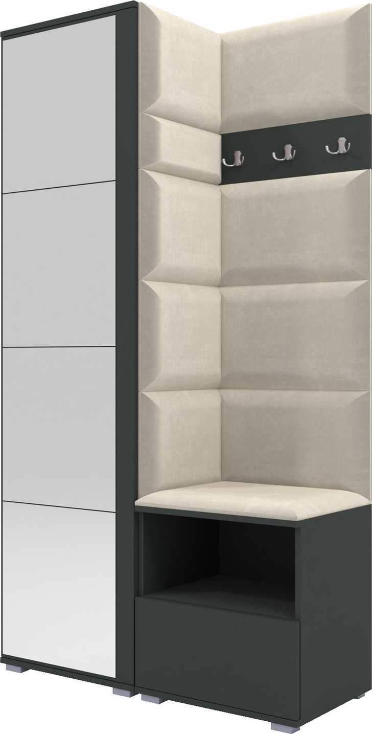 Ravio Tapicerowana garderoba Nela I z lustrem - kolor grafit + tkanina Trinity 01