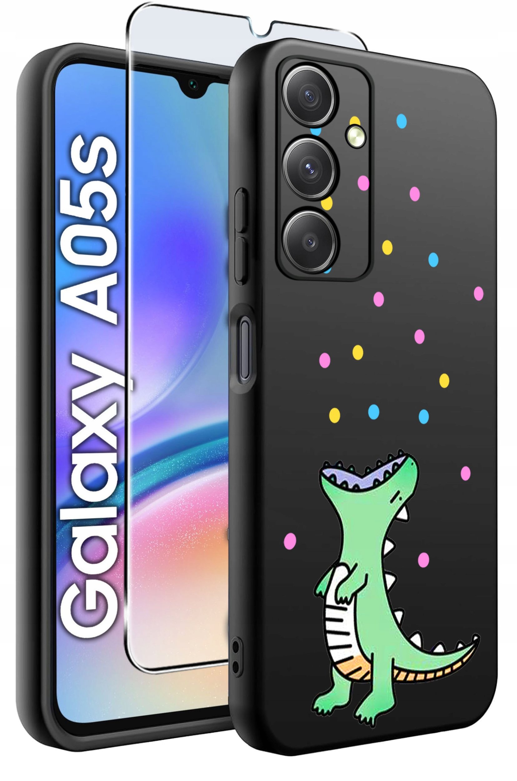 krainaGSM ETUI do Samsung A05s WZORY SILIKONOWE MATT CASE + SZKŁO 9H
