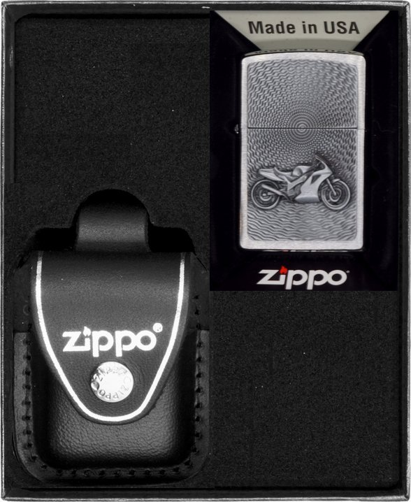 Zestaw ZIPPO Zapalniczka MOTOR BIKE EMBLEM Prezentowy No3