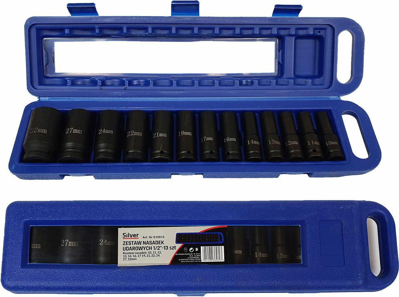 Silver ZESTAW NASADEK UDAROWYCH DŁUGICH 1/2" 13szt./SILVER EX10613