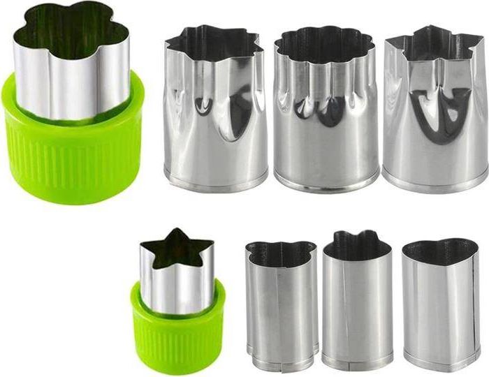 Aptel AG317D WYKRAWACZE DO OWOCÓW I WARZYW FORMY 8 szt srebrny + zielony