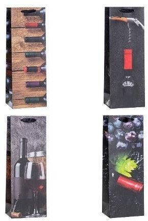 Torebka ozdobna na butelkę 12x36x9cm mix ROZETTE
