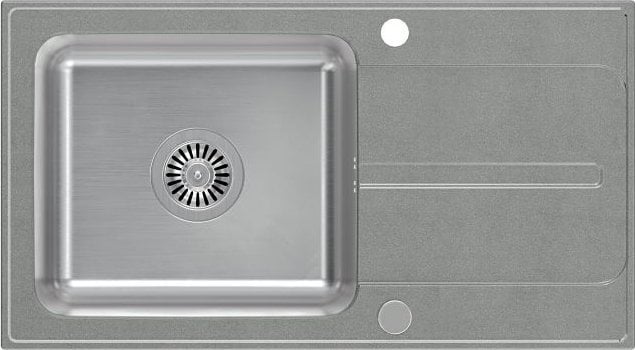 Zlewozmywak Steiner RALPH 111 Fusion GraniteQ silver stone z komorą stalową (780x430x190) z syfonem manualnym i zaślepką