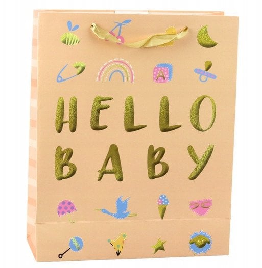 Torba Prezentowa Dla Dziecka Hello Baby Brzoskwiniowa 32 x 26 x 10cm