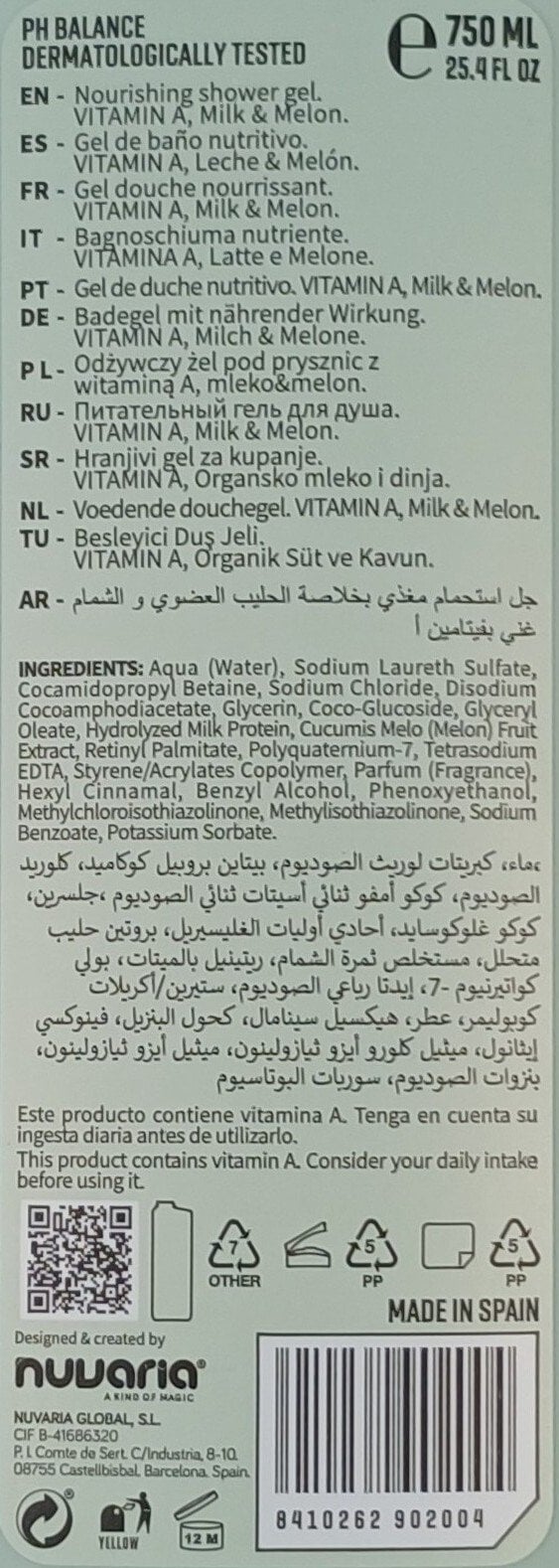 Dicora Urban Fit Żel pod prysznic z witaminą A, mlekiem i melonem (750ml)