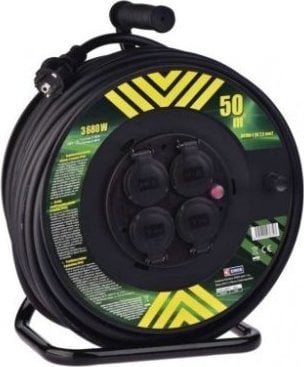 Emos Przedłużacz bębnowy ogrodowy 50 m 4 gniazda 230V 3x2,5 mm2 czarny P084503