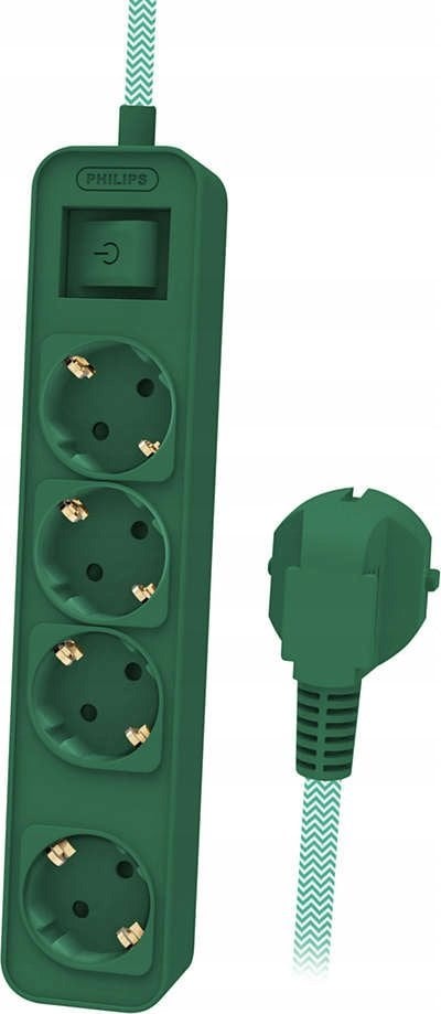 Philips Przedłużacz, 4 gniazda, 1,5m, zielony (CHP2147G/60)