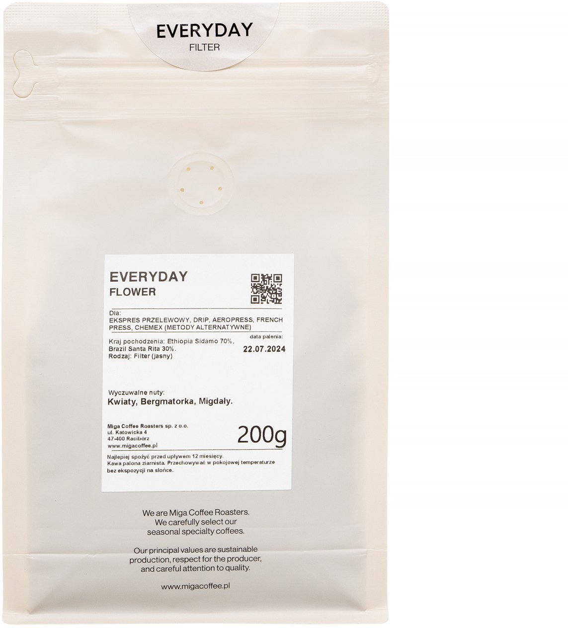 Kawa ziarnista Miga Coffee Kawa ziarnista Everyday Flower Filter 200g