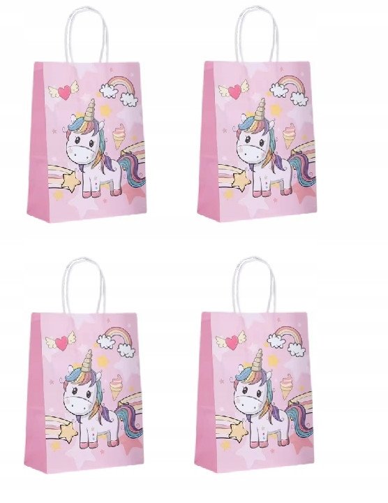 Torebki prezentowe Jednorożec papierowe 21x15cm 4 szt
