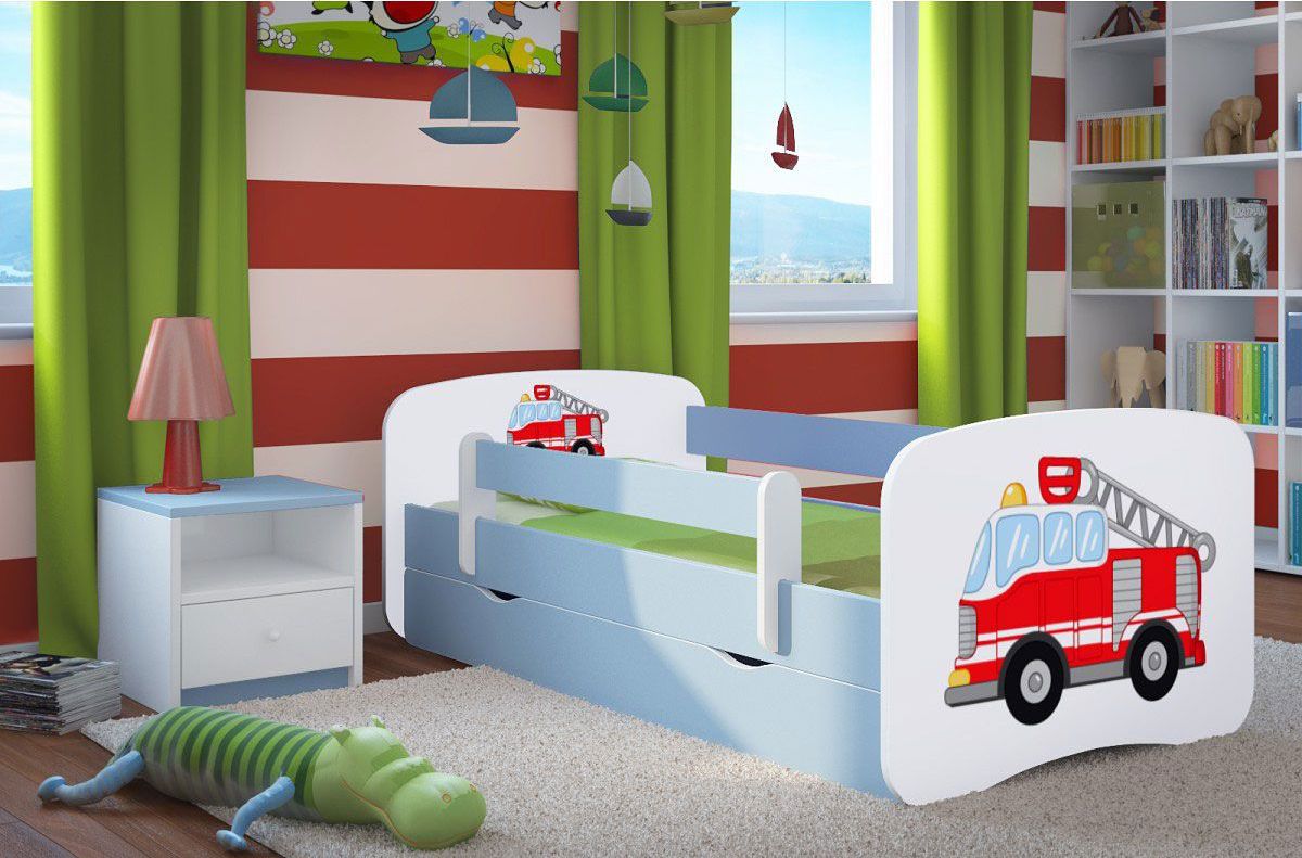 Elior Łóżko dla chłopca z barierką Happy 2X mix 70x140 - niebieskie