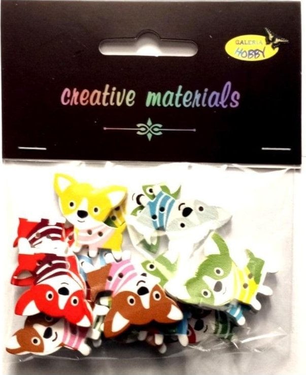 Guziki ozdobne Pieski 25mm 15szt