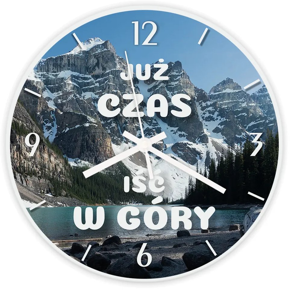 Już czas iść w góry - zegar szklany z nadrukiem