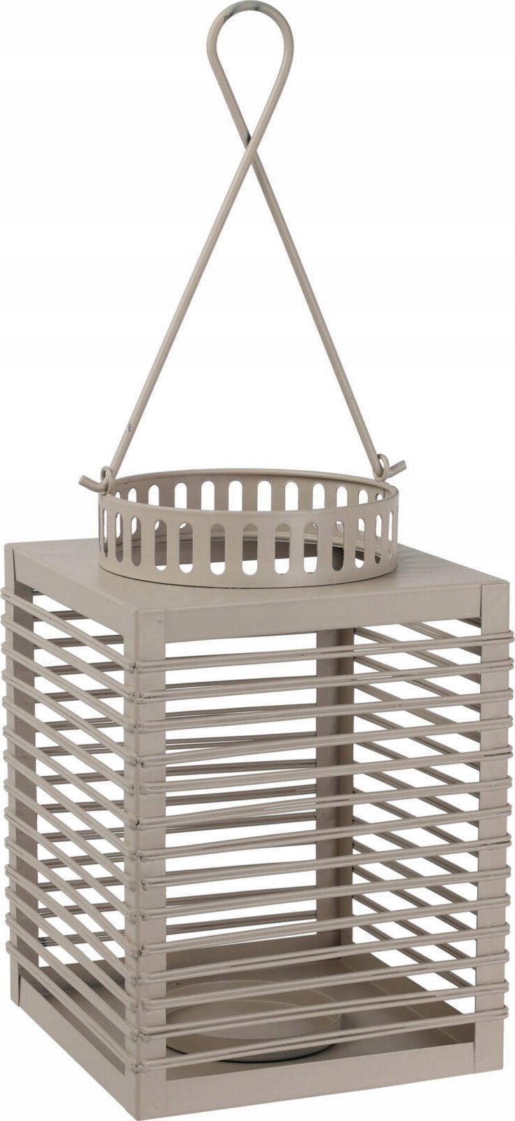 Home Styling Collection Lampion metalowy z ozdobnym uchwytem, szary