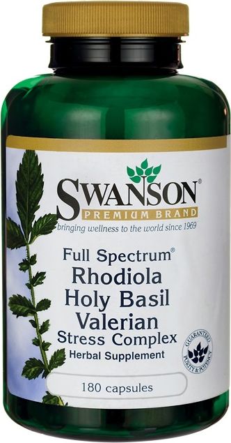 Swanson Swanson - Stres Kompleks, Rhodiola, Bazylia, Pospolita, Valerian, 180 kapsułek