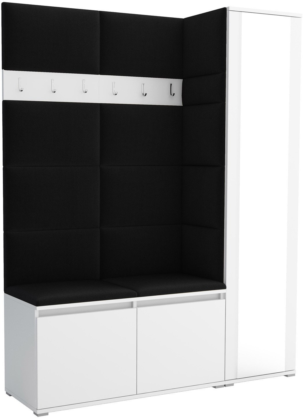 Tapicerowana garderoba Noris VII z lustrem - kolor biały + tkanina Trinity 16