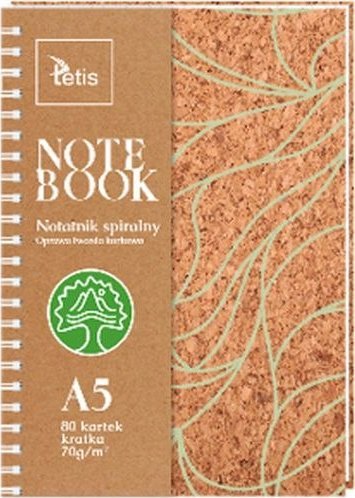 KOŁONOTATNIK A5, OPRAWA KORKOWA, 70g/m2, 80 KARTEK