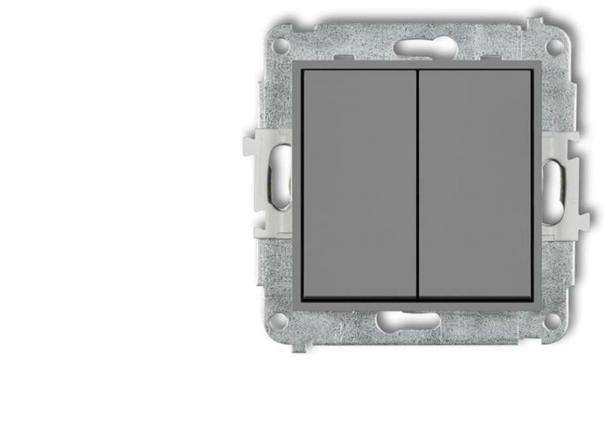 ICON Mechanizm łącznika podwójnego schodowego (dwa klawisze bez piktogramów) szary mat 27IWP-33.1
