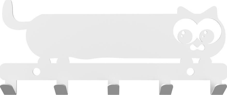 MT3CH Metalowy wieszak ścienny wiszący do łazienki na ręczniki ubrania klucze loft KOT biały