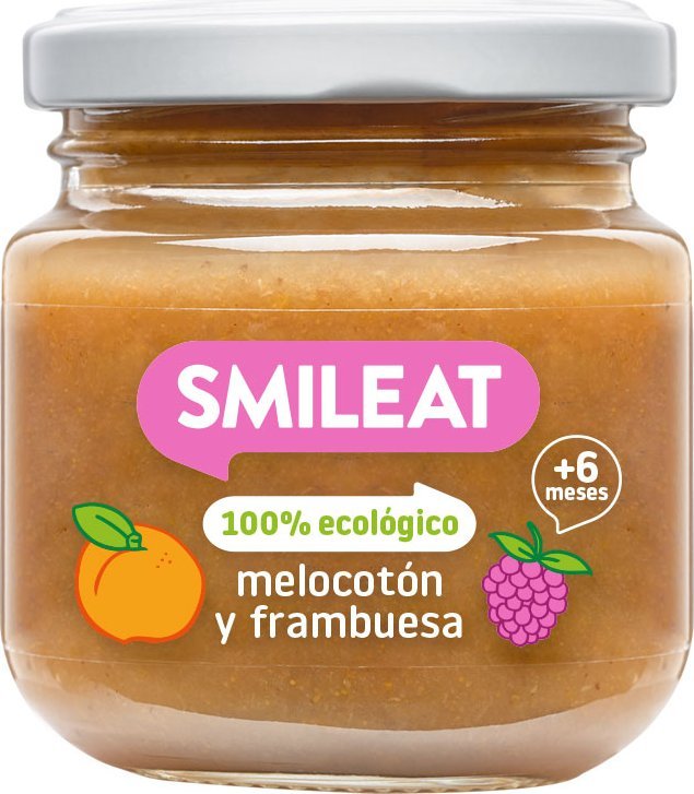 Smileat Smileat, BIO Deser z ekologicznymi brzoskwiniami i malinami, 130g