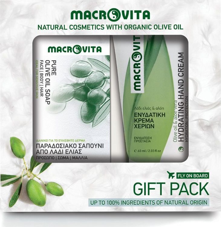Macrovita ZESTAW MACROVITA: nawilżający krem do rąk 60ml + mydełko naturalne z oliwą z oliwek 125g