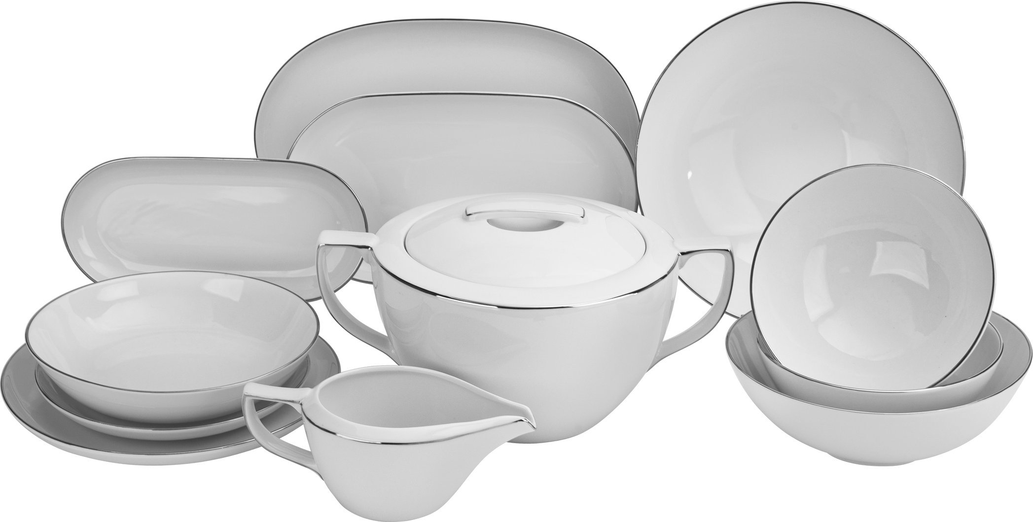 Ćmielów Serwis obiadowy 12/44 el. + Waza City Platyna B325