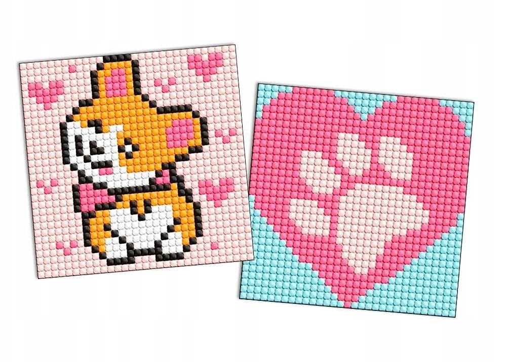 Diamentowa mozaika na naklejce IDEYKA, 9x9 cm, kids, corgi, 2 szt.