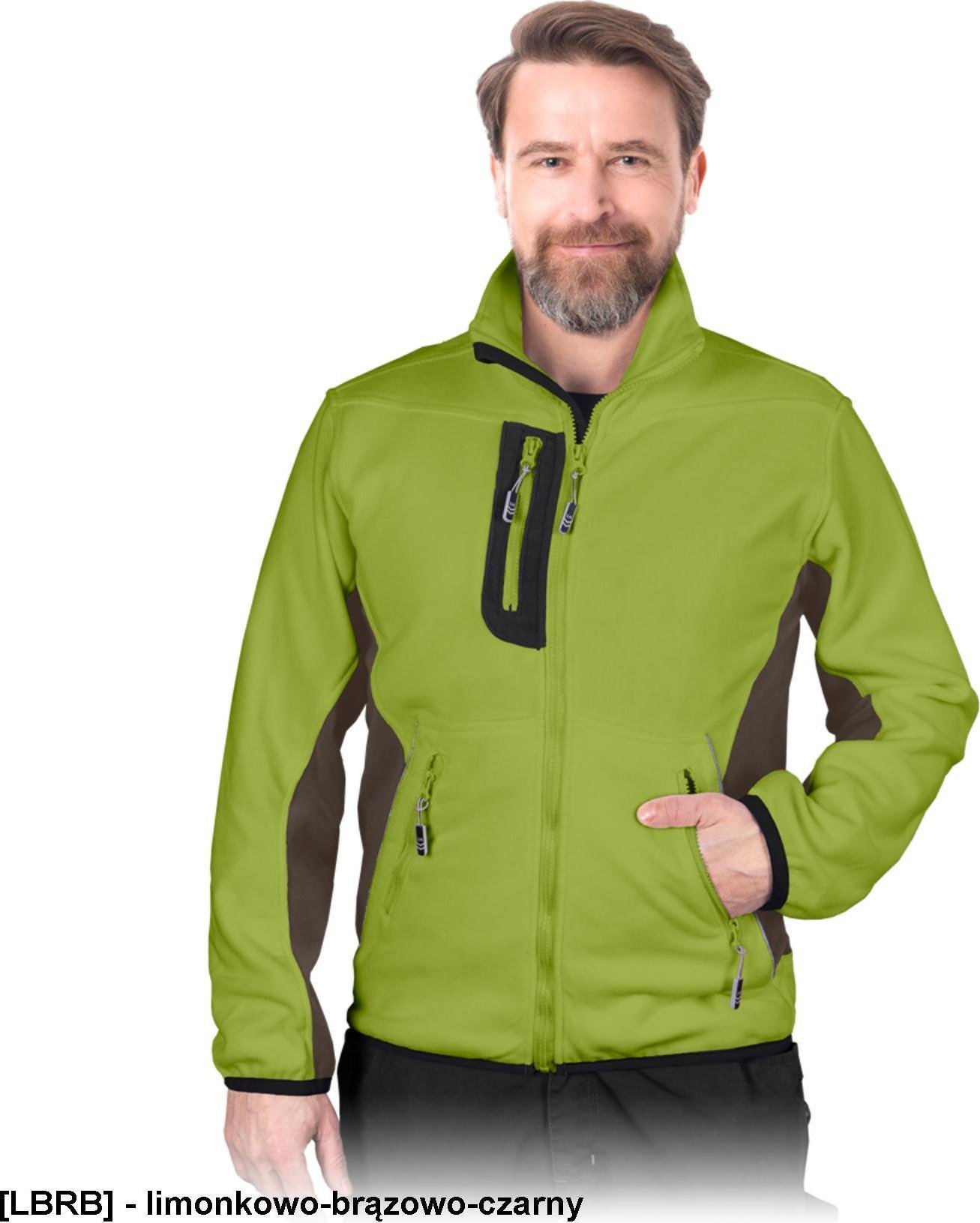 R.E.I.S. LH-FMN-P - Bluza polarowa - limonkowo-brązowo-czarny S