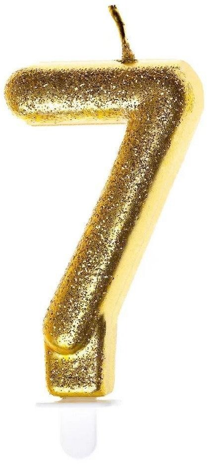 Świeczka urodzinowa 7 złoty brokat