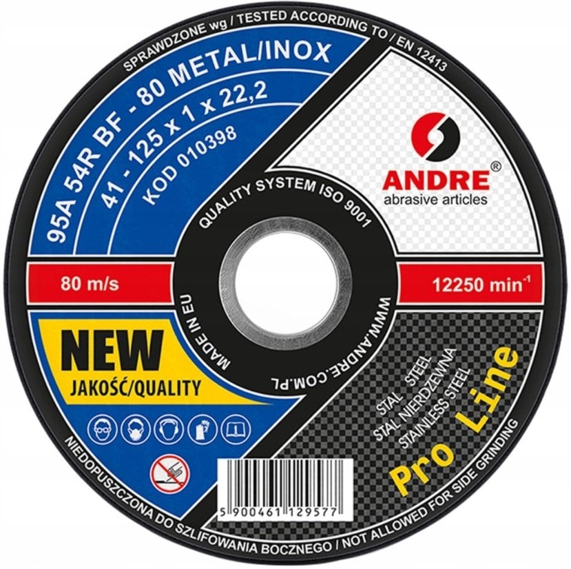Andre TARCZA DO METALU 125 x 1,0mm METAL/INOX PRO LINE 95A54RBF