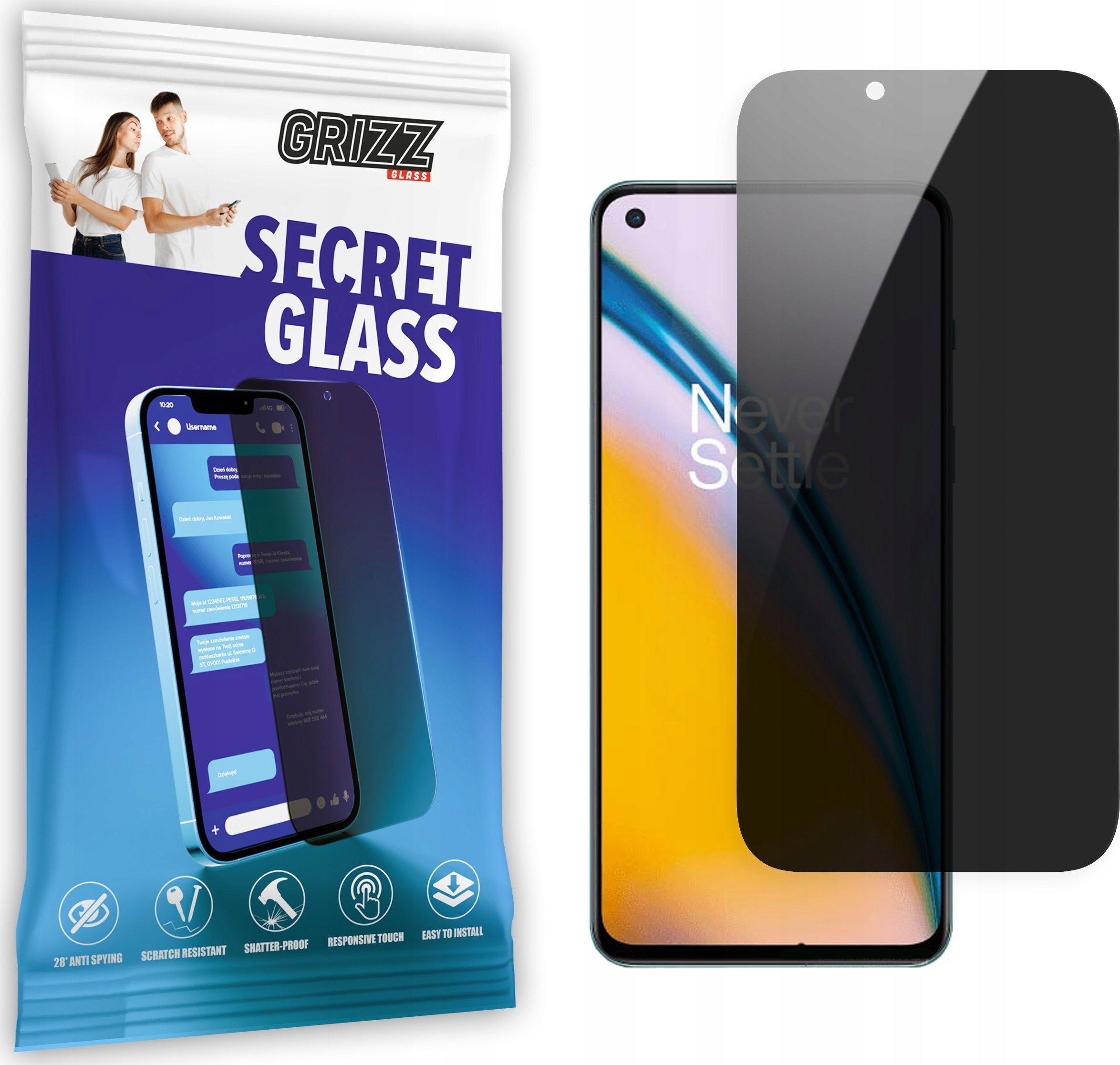 GrizzGlass Szkło prywatyzujące GrizzGlass SecretGlass OnePlus Nord CE 2 5G