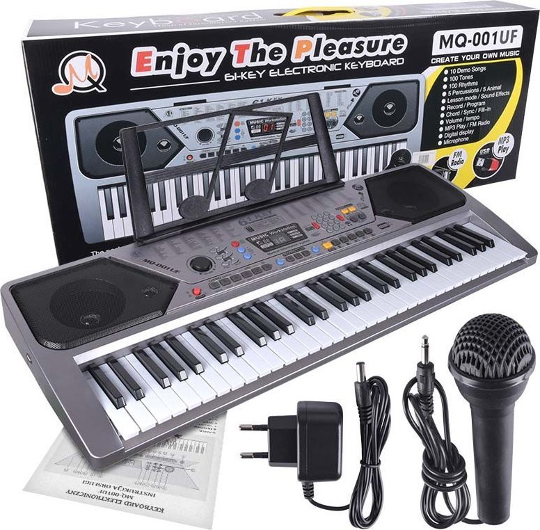 Q 001 UF Keyboard klawisze organy z mikrofonem dla dzieci USB MP3 radio