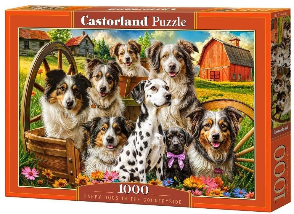 Puzzle 1000 Happy Dogs In The Countryside CASTOR