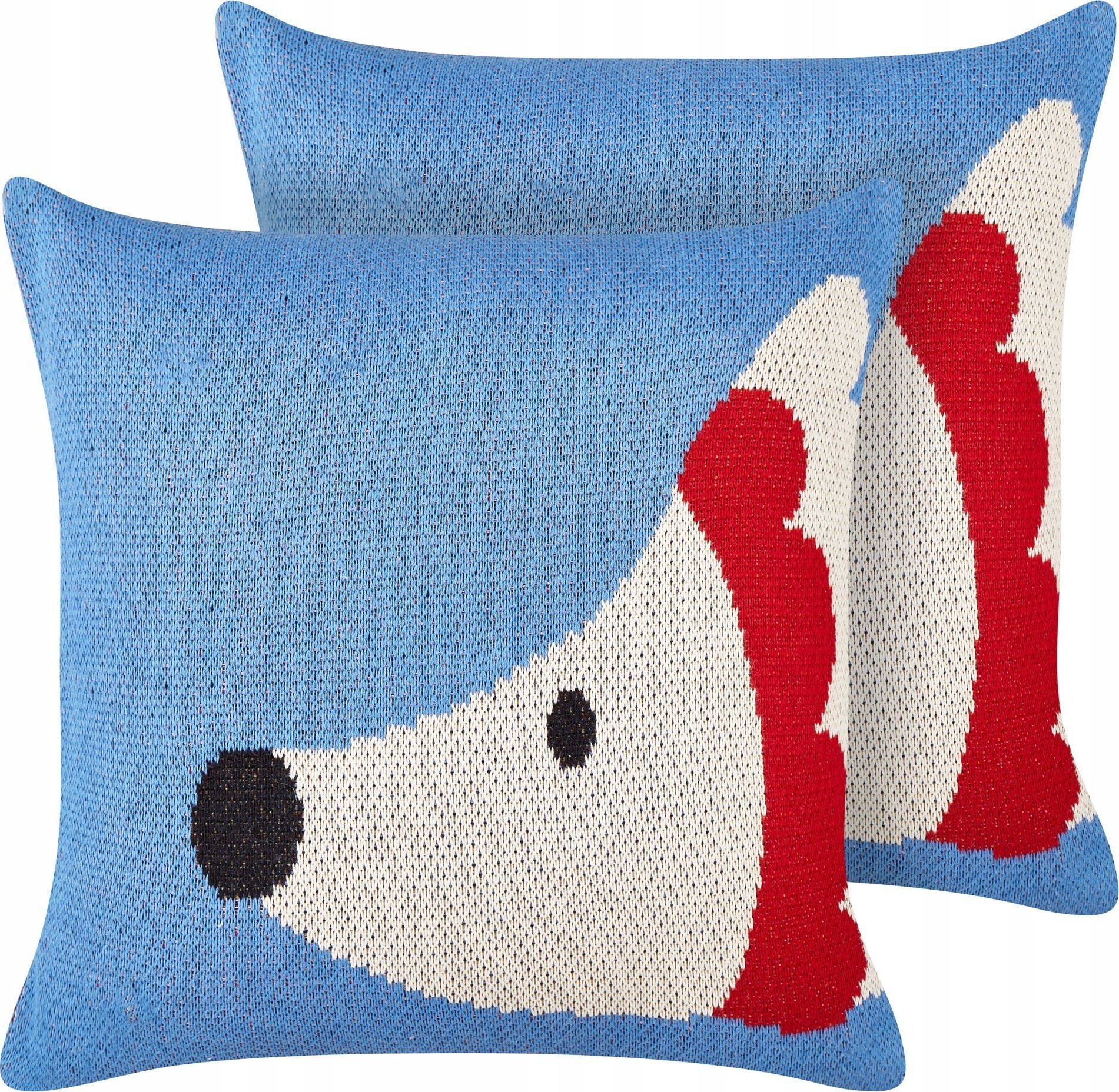 Beliani 2 bawełniane poduszki dla dzieci z motywem jeża 45 x 45 cm niebieskie PASHOT