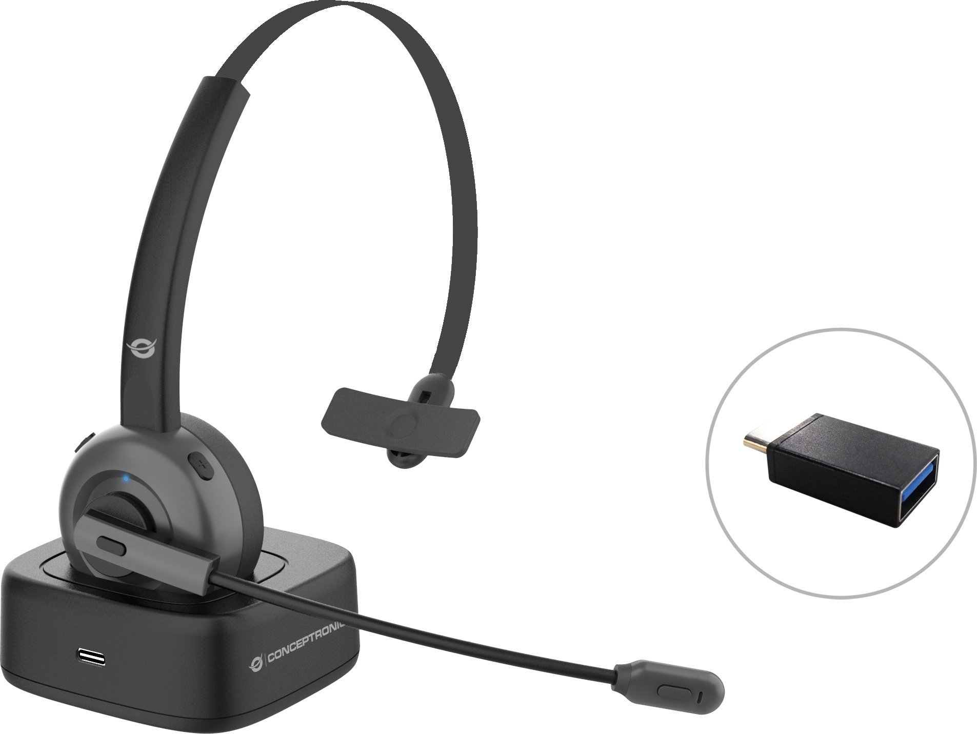 Słuchawki Conceptronic Headset Wireless Bluetooth z stacją dokującą sw