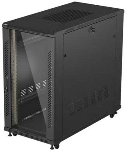 SZAFA INSTALACYJNA RACK STOJĄCA 19" 22U 600X1200 CZARNA DRZWI PRZESZKLONE LANBERG (FLAT PACK)