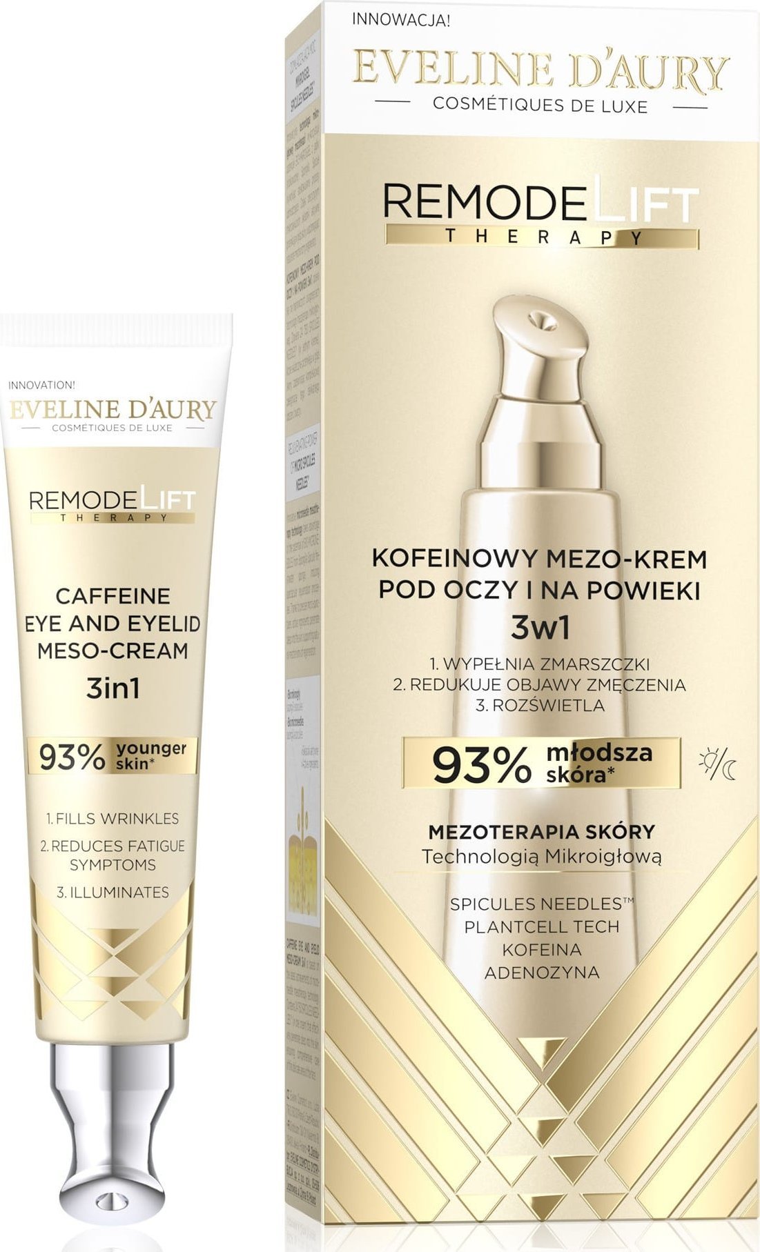 Eveline D’Aury RemodeLift Therapy Mezo Krem pod oczy kofeinowy 3w1 Odmłodzający