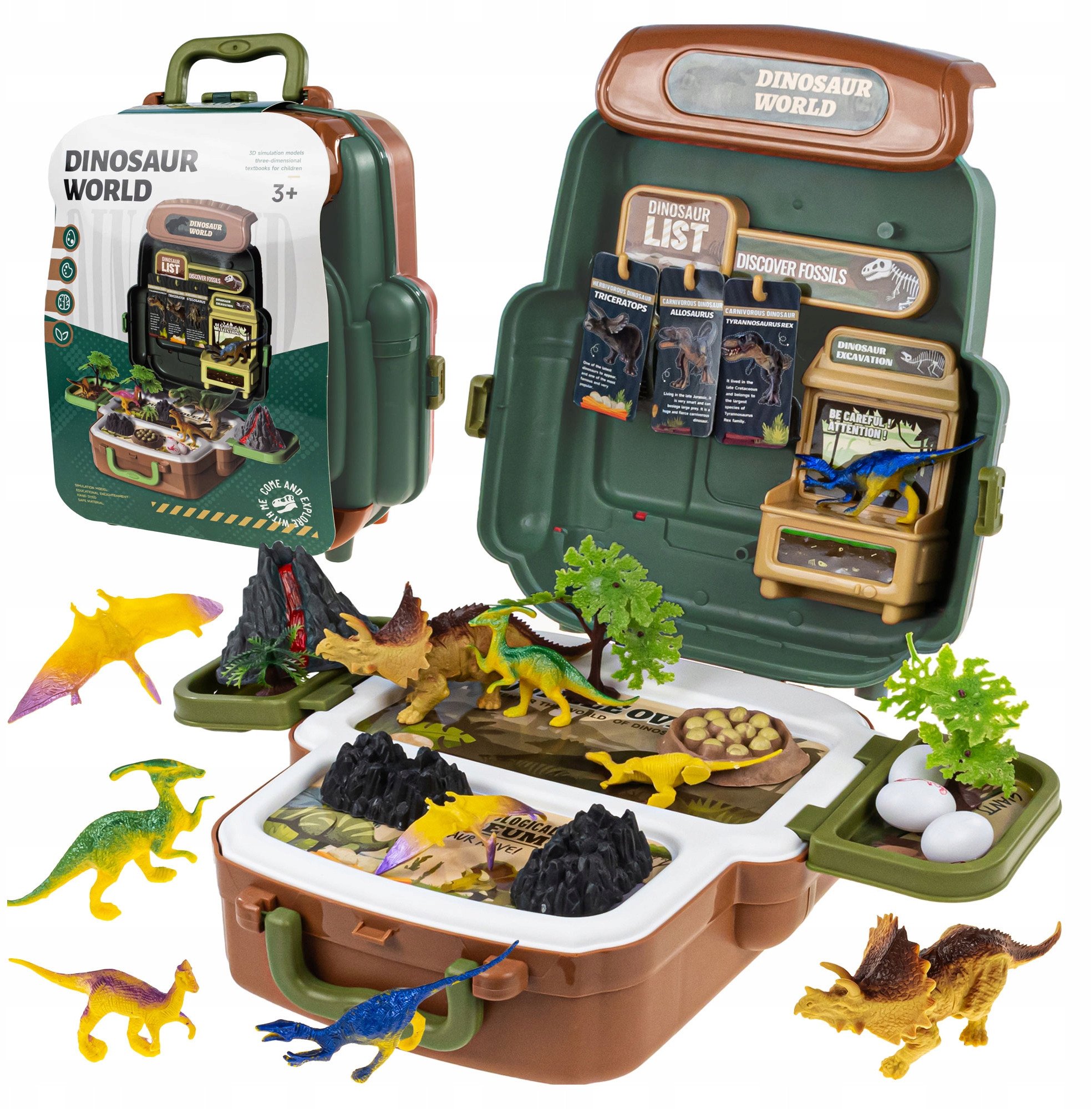 Plecak Z Dinozaurami Zestaw Odkrywcy Dla Dzieci Figurki Dinozaurów Wulkan