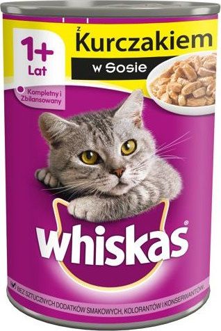 Whiskas Dorosły puszka 24x400g - mokra karma dla kotów w sosie z kurczakiem