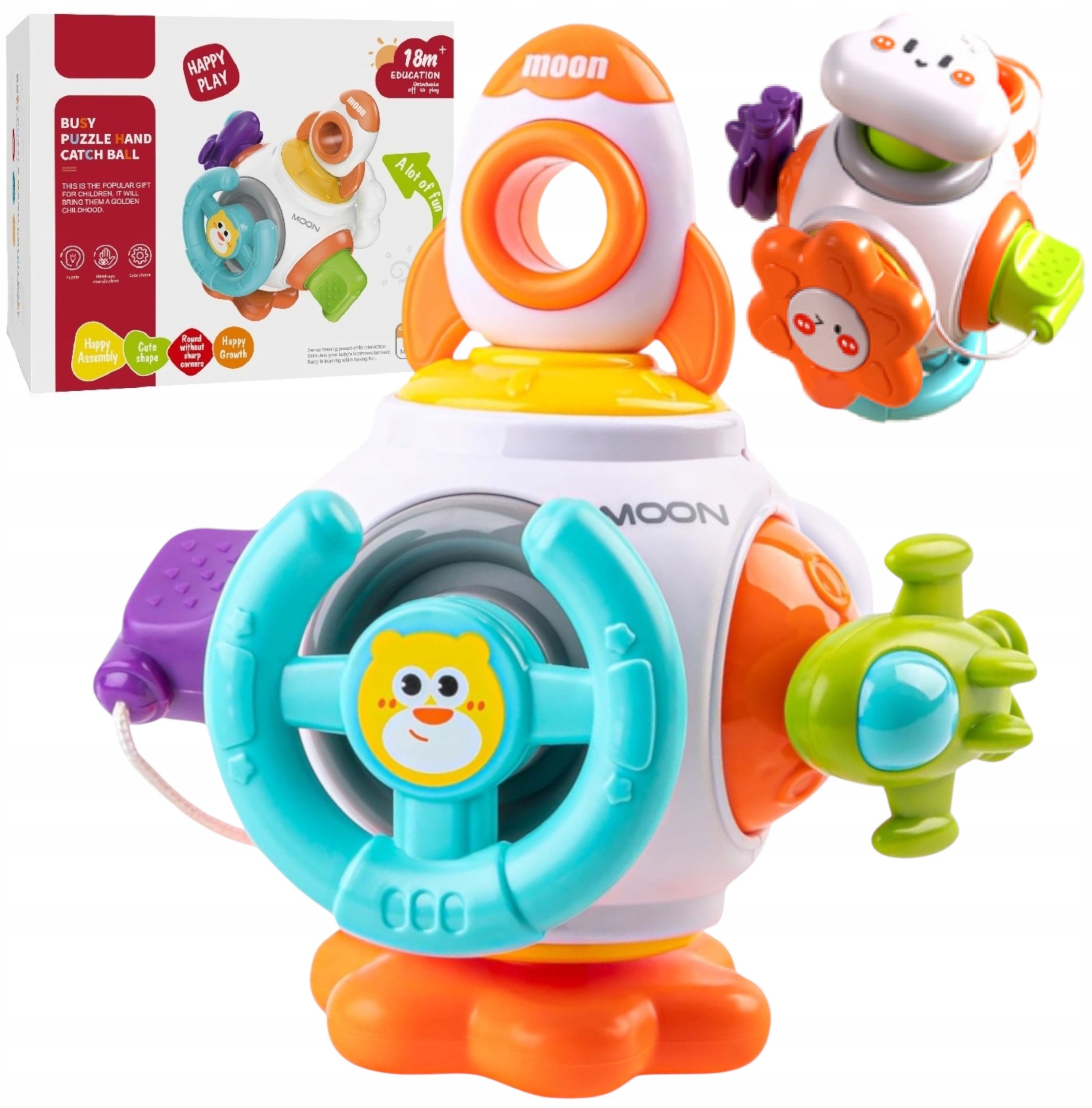 Edukacyjna kostka dla dzieci 18m + interaktywna kula sensoryczna