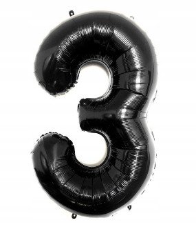 Balon Foliowy Na Hel CYFRA - 3 kolor CZARNY - 80CM