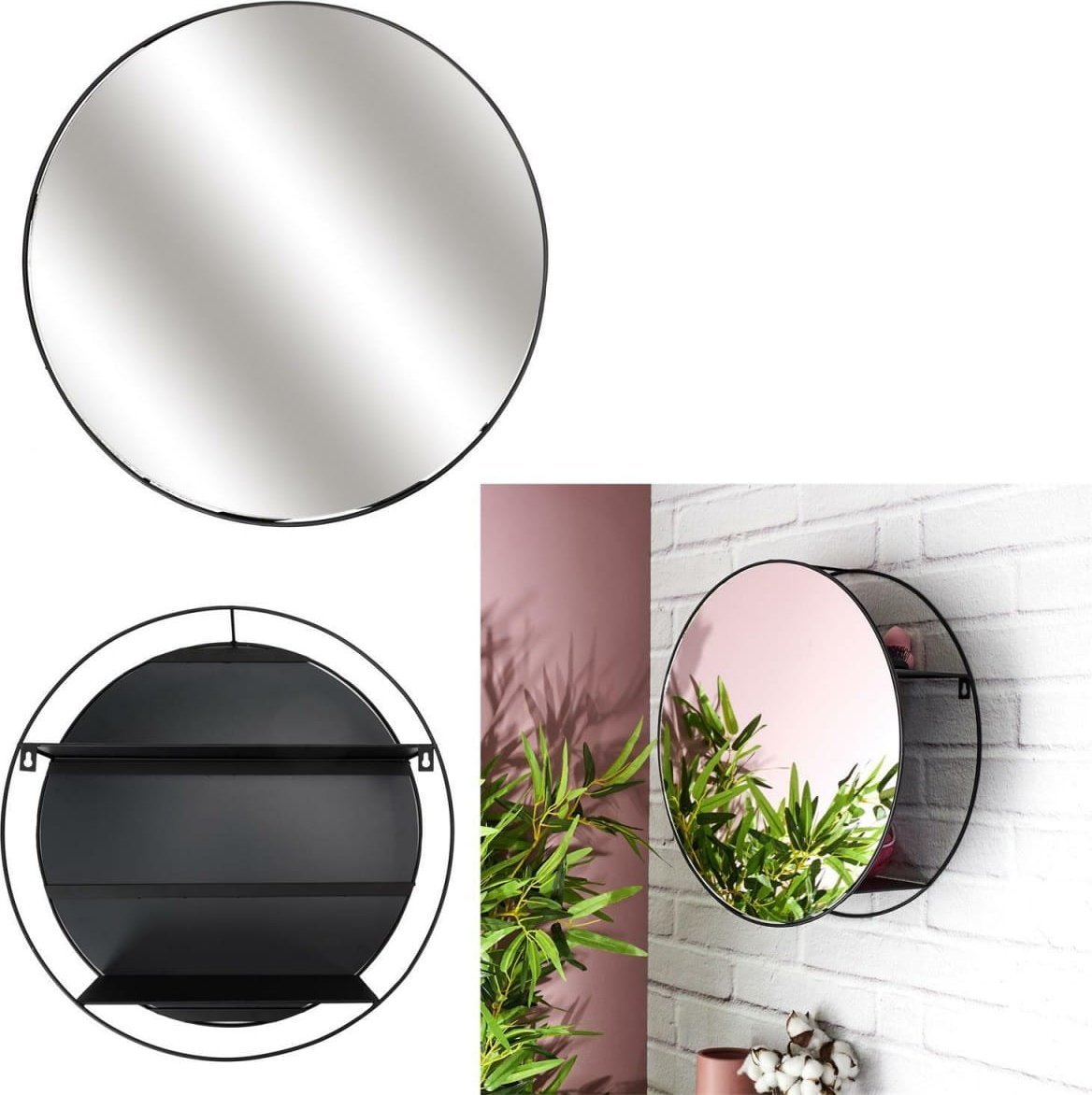 Intesi Lustro okrągłe Cirko 45cm czarne