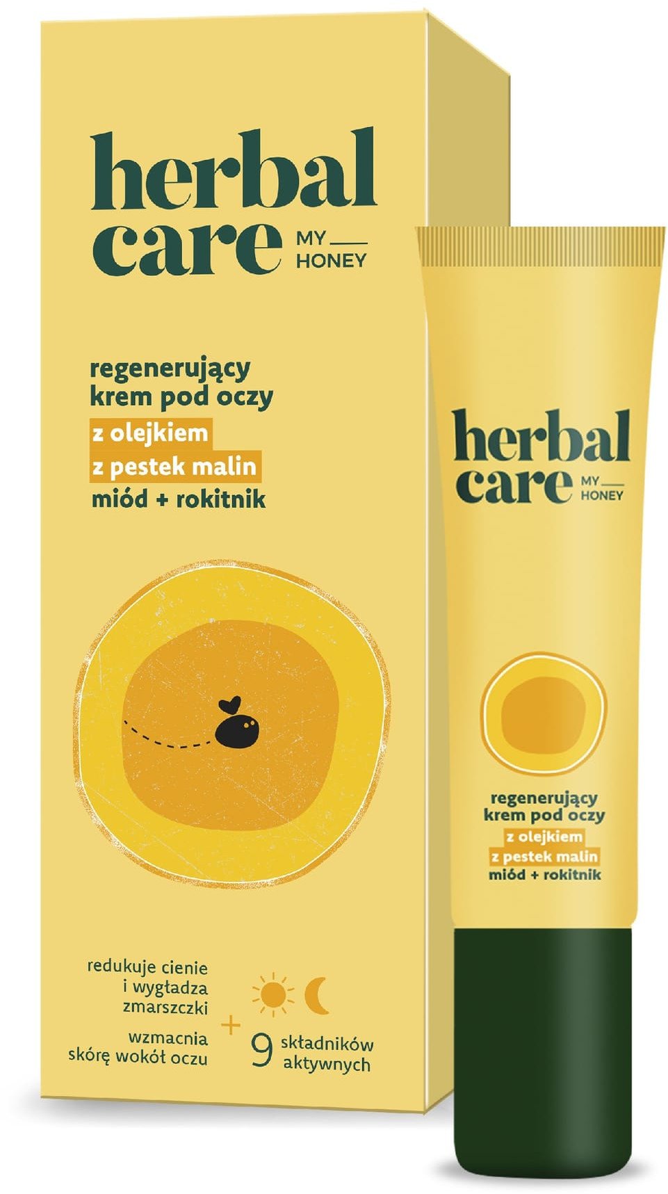 HERBAL CARE My Honey Regenerujący Krem pod oczy z olejkiem z pestek malin + miód i rokitnik na dzień i noc 15 ml