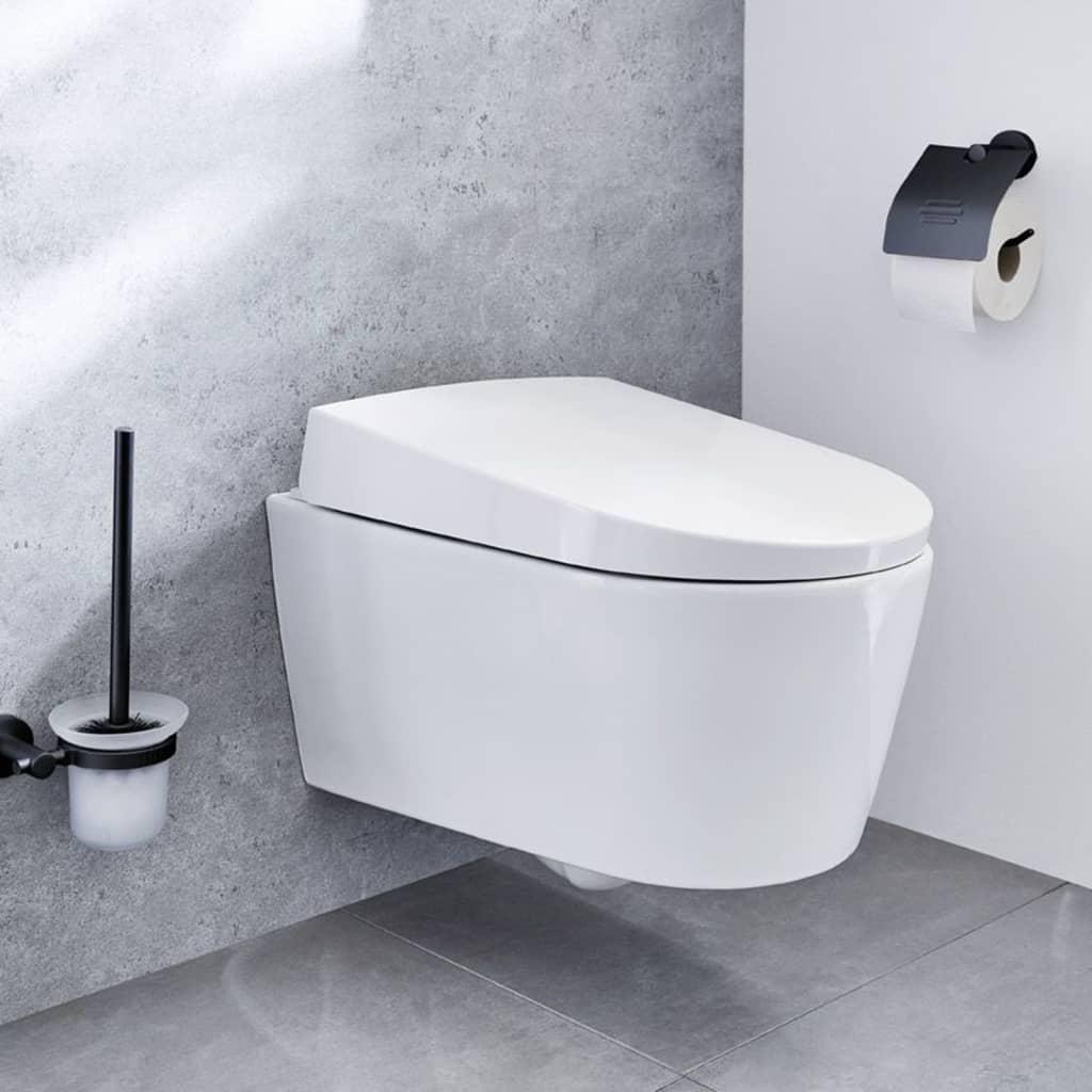 Kleine Wolke Kleine Wolke Uchwyt na papier toaletowy z klapką Apollo Nero, czarny